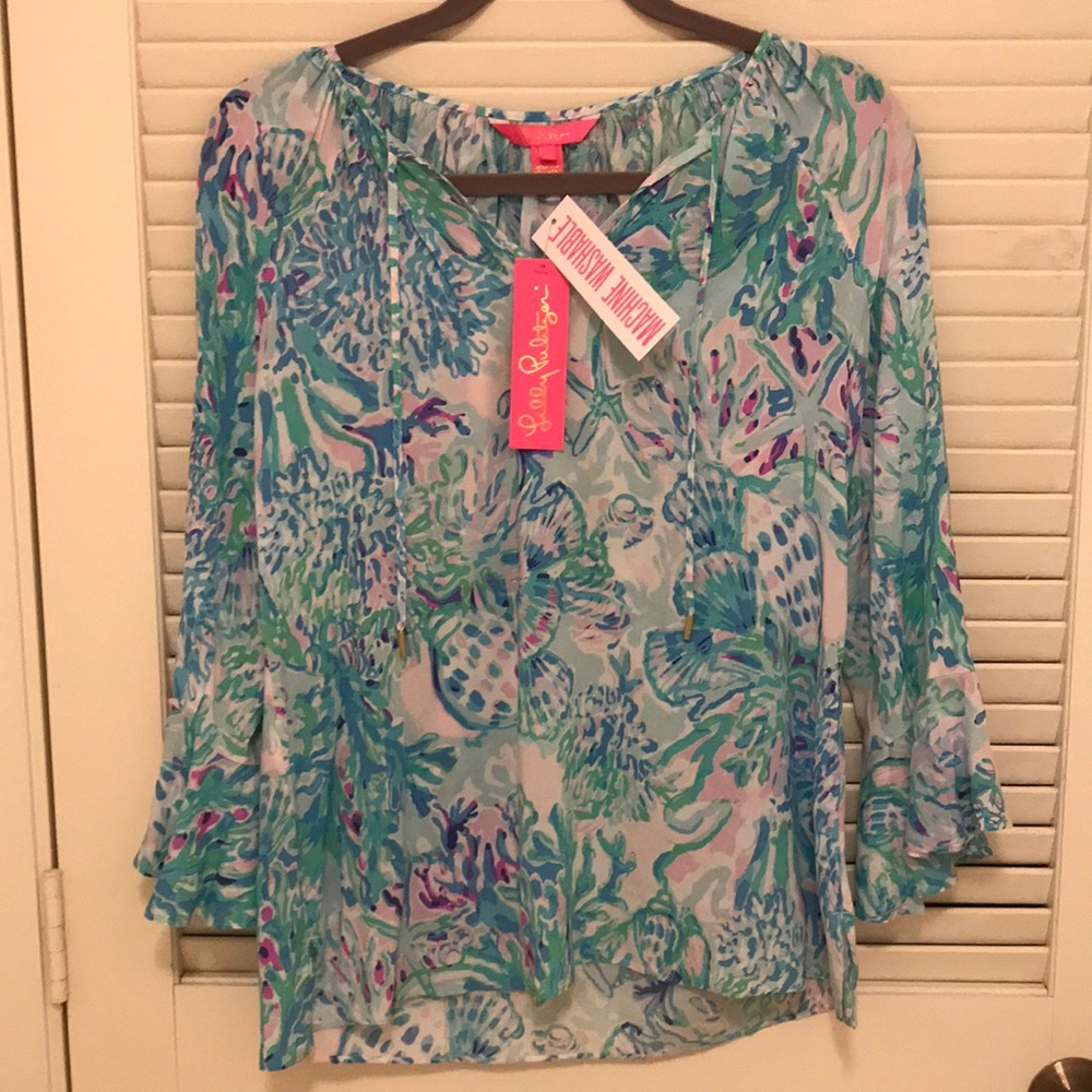 Lilly Pulitzer NWT Ellis Flounce Sleeve Top XS